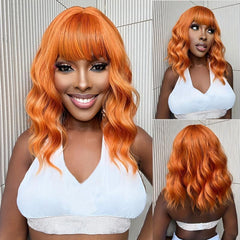 Shoulder Length Wavy Synthetic Wig Orange