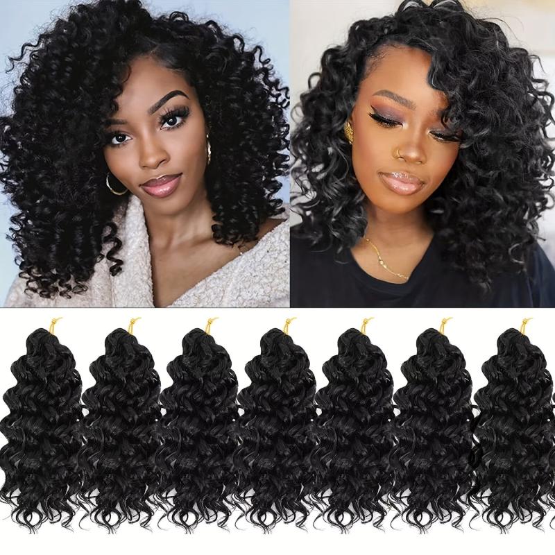 7 Packs Deep Wave Crochet Hair Extensions 20-32cm for Women Curly Braiding Hair