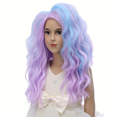 Colorful Long Curly Wig Synthetic Wig Anime Cosplay Wig For Halloween