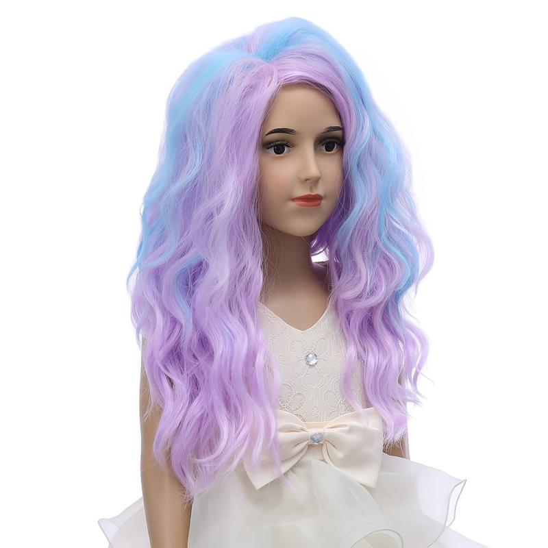 Colorful Long Curly Wig Synthetic Wig Anime Cosplay Wig For Halloween