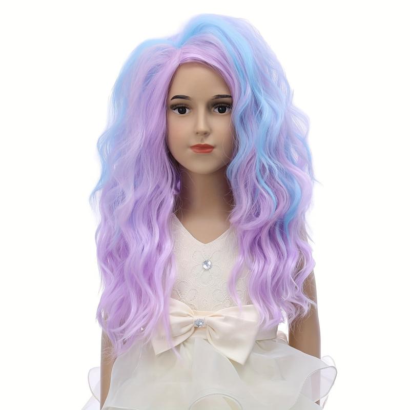 Colorful Long Curly Wig Synthetic Wig Anime Cosplay Wig For Halloween