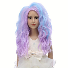 Colorful Long Curly Wig Synthetic Wig Anime Cosplay Wig For Halloween