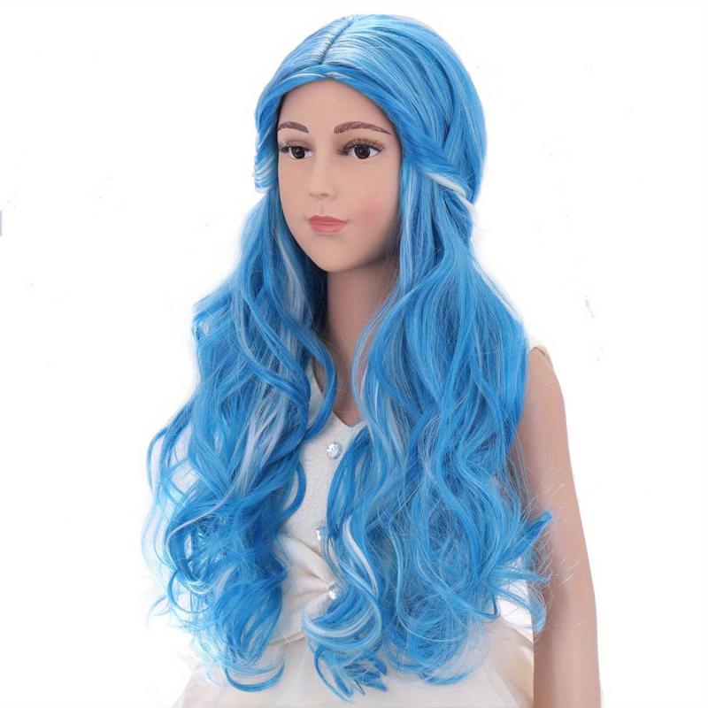 Colorful Long Curly Wig Synthetic Wig Anime Cosplay Wig For Halloween