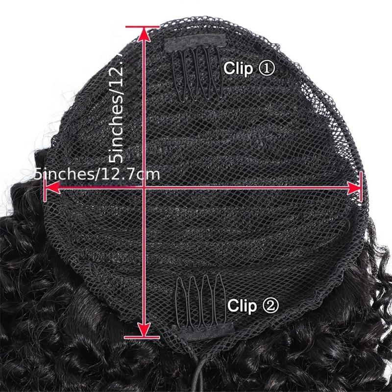 Kinky Curly Human Hair Clip In Ponytail Extension