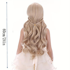 Brown Long Curly Wig With Braids Synthetic Wig With Bangs