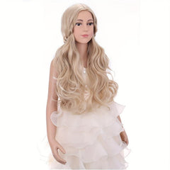 Brown Long Curly Wig With Braids Synthetic Wig With Bangs