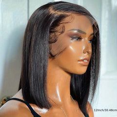 Straight Bone Bob Wig Lace Front Human Hair Wigs For Women HD Transparent Lace