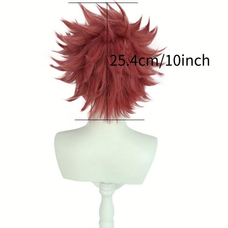 Dark Pink Short Hair Wigs For Men - Anime Cosplay Halloween Wig