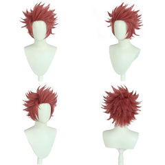 Dark Pink Short Hair Wigs For Men - Anime Cosplay Halloween Wig