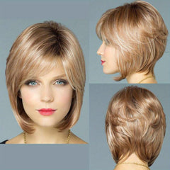 Short Curly Bob Cut Wig With Bangs Synthetic Wig Heat Resistant