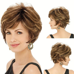 Short Curly Bob Cut Wig With Bangs Synthetic Wig Heat Resistant