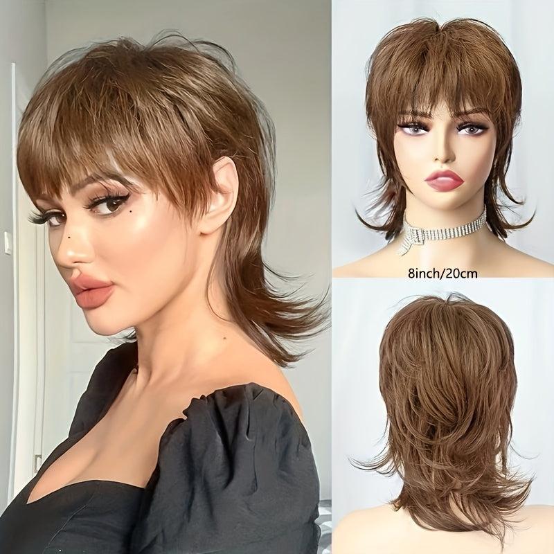 Blonde Short Shaggy Wavy Wig With Bangs 80s Rocker Mullet