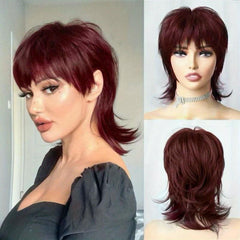 Blonde Short Shaggy Wavy Wig With Bangs 80s Rocker Mullet