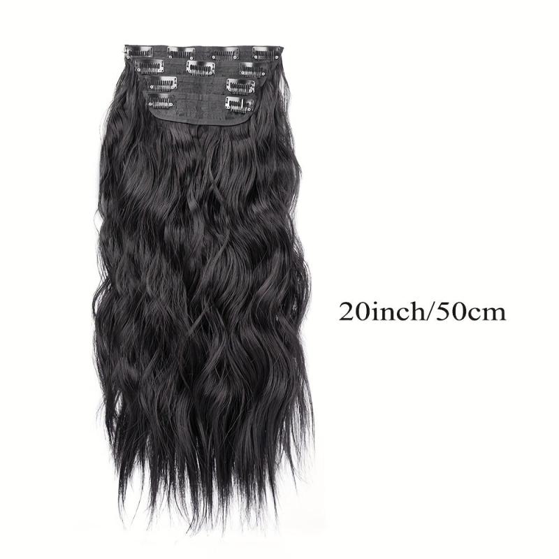 4pcs Long Curly Clip in Hair Extensions Natural Looking Synthetic Hair