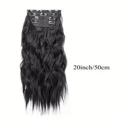 4pcs Long Curly Clip in Hair Extensions Natural Looking Synthetic Hair