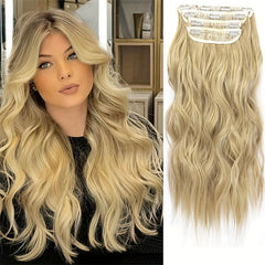 4pcs Long Curly Clip in Hair Extensions Natural Looking Synthetic Hair