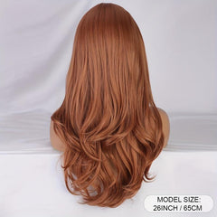 Long Ombre Brown Wigs For Women Natural Synthetic Wavy Curly Hair Wig