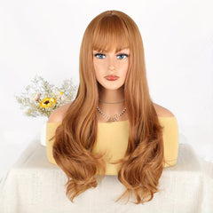 Long Ombre Brown Wigs For Women Natural Synthetic Wavy Curly Hair Wig