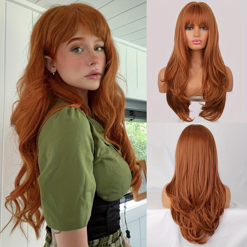 Long Ombre Brown Wigs For Women Natural Synthetic Wavy Curly Hair Wig