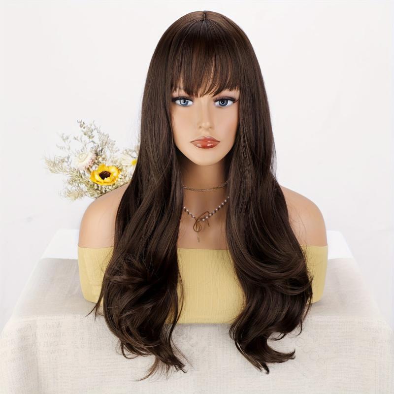 Long Ombre Brown Wigs For Women Natural Synthetic Wavy Curly Hair Wig