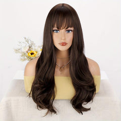 Long Ombre Brown Wigs For Women Natural Synthetic Wavy Curly Hair Wig