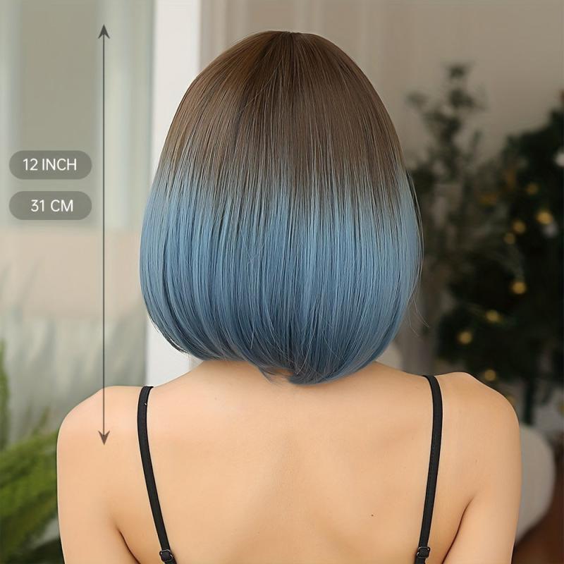 Ombre Short Bob Wig With Bangs 30 48 Cm Synthetic Women's Wig Bob Hair LC6228 1