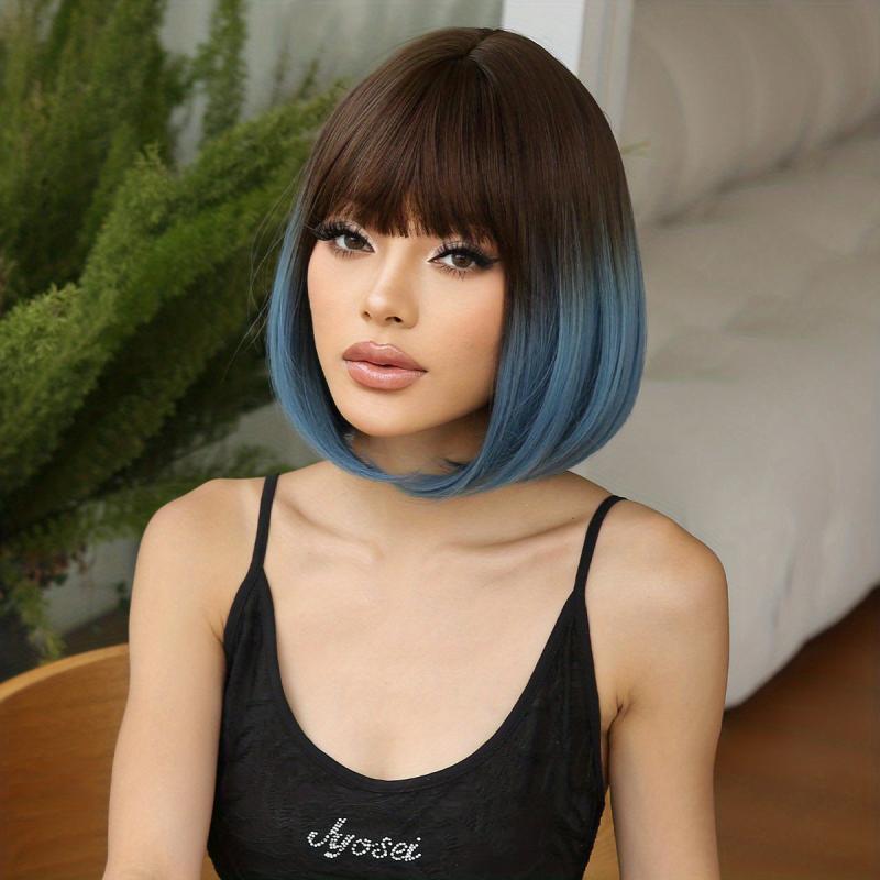 Ombre Short Bob Wig With Bangs 30 48 Cm Synthetic Women's Wig Bob Hair LC6228 1