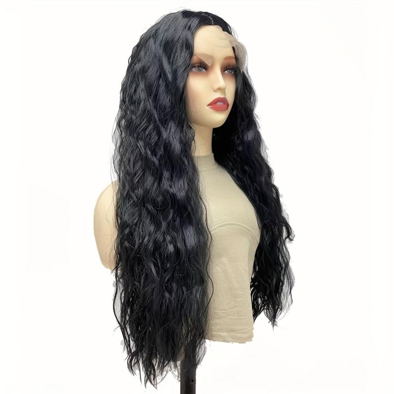 Long Kinky Curly Wig Middle Part Natural Look Women's Wig