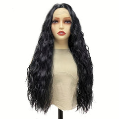 Long Kinky Curly Wig Middle Part Natural Look Women's Wig