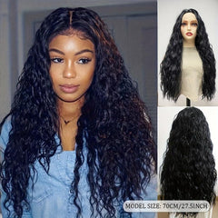 Long Kinky Curly Wig Middle Part Natural Look Women's Wig