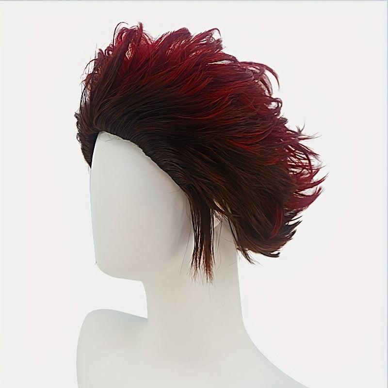 Halloween Cosplay Wine Red Short Curly Wave Wig