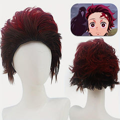 Halloween Cosplay Wine Red Short Curly Wave Wig