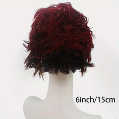 Halloween Cosplay Wine Red Short Curly Wave Wig