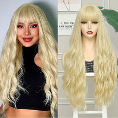 Orange Curly Wig With Bangs Heat Resistant Costume Wig Halloween Party