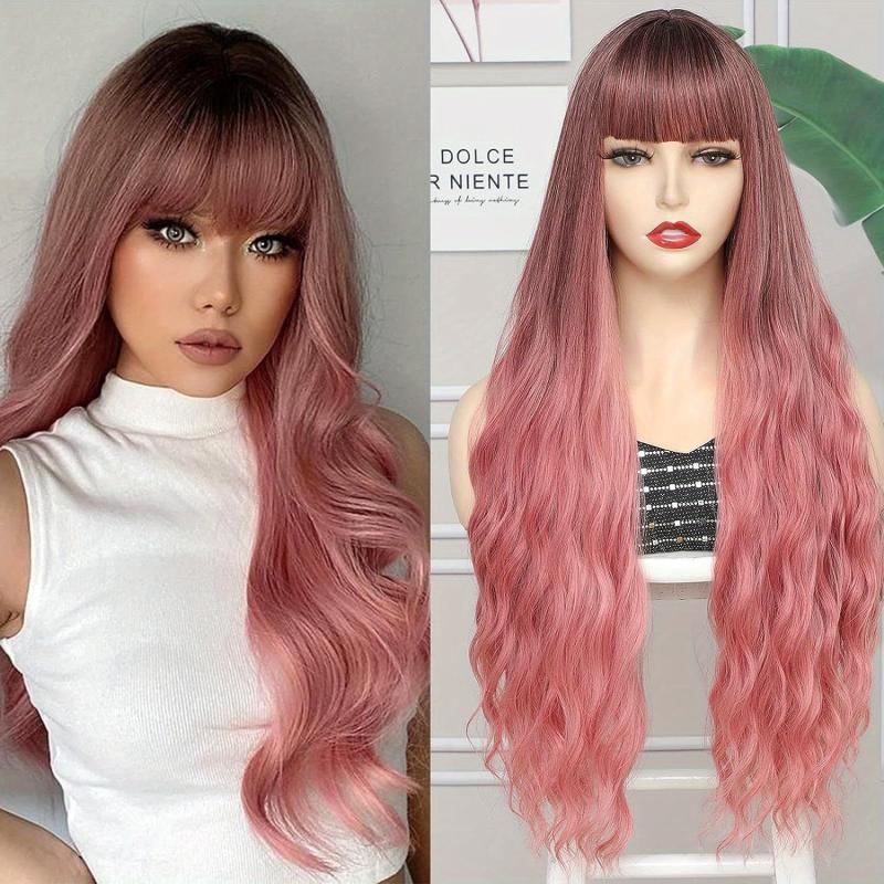 Orange Curly Wig With Bangs Heat Resistant Costume Wig Halloween Party