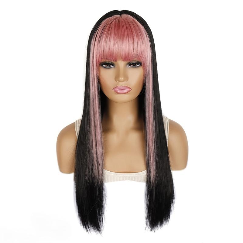 Long Straight Wig With Bangs - Cosplay Party Costume Wigs for Women