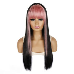 Long Straight Wig With Bangs - Cosplay Party Costume Wigs for Women