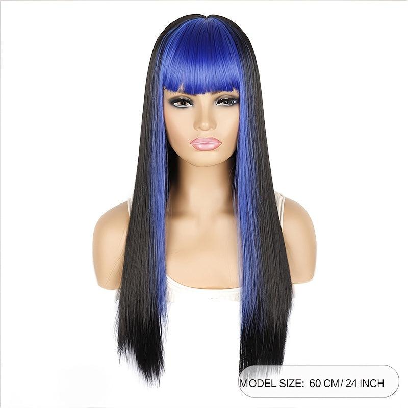 Long Straight Wig With Bangs - Cosplay Party Costume Wigs for Women