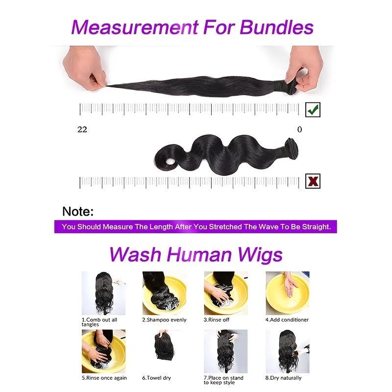 100% Human Hair Body Wave Bundles - Natural Hair Extensions