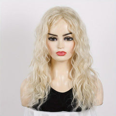 18 inch Medium Wavy Synthetic Lace Wig with Bangs