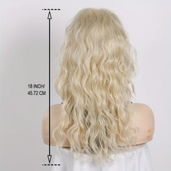 18 inch Medium Wavy Synthetic Lace Wig with Bangs