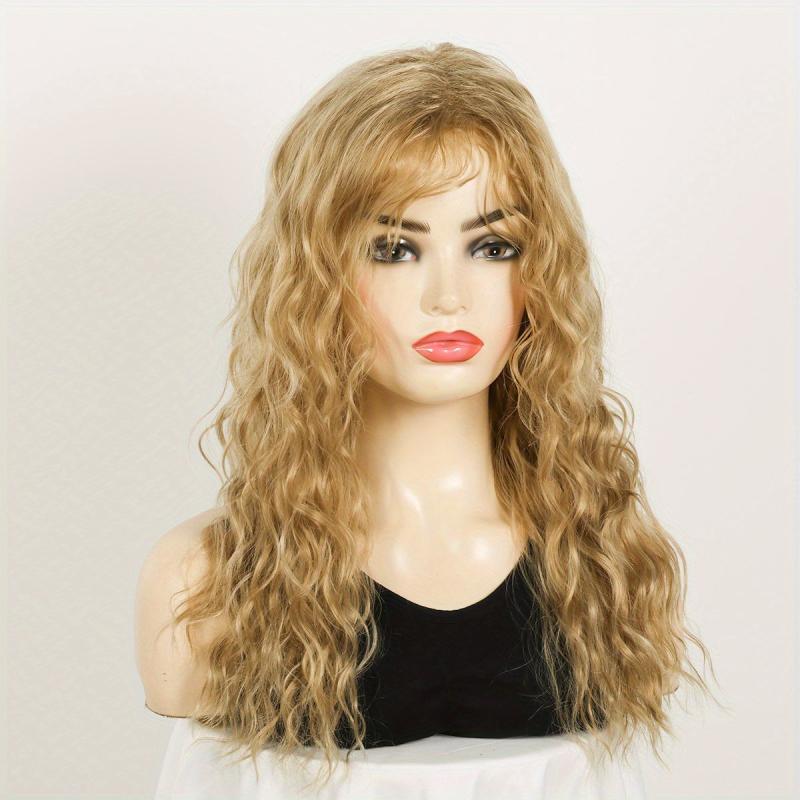 18 inch Medium Wavy Synthetic Lace Wig with Bangs