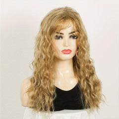18 inch Medium Wavy Synthetic Lace Wig with Bangs