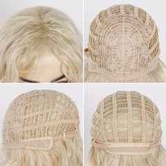 18 inch Medium Wavy Synthetic Lace Wig with Bangs