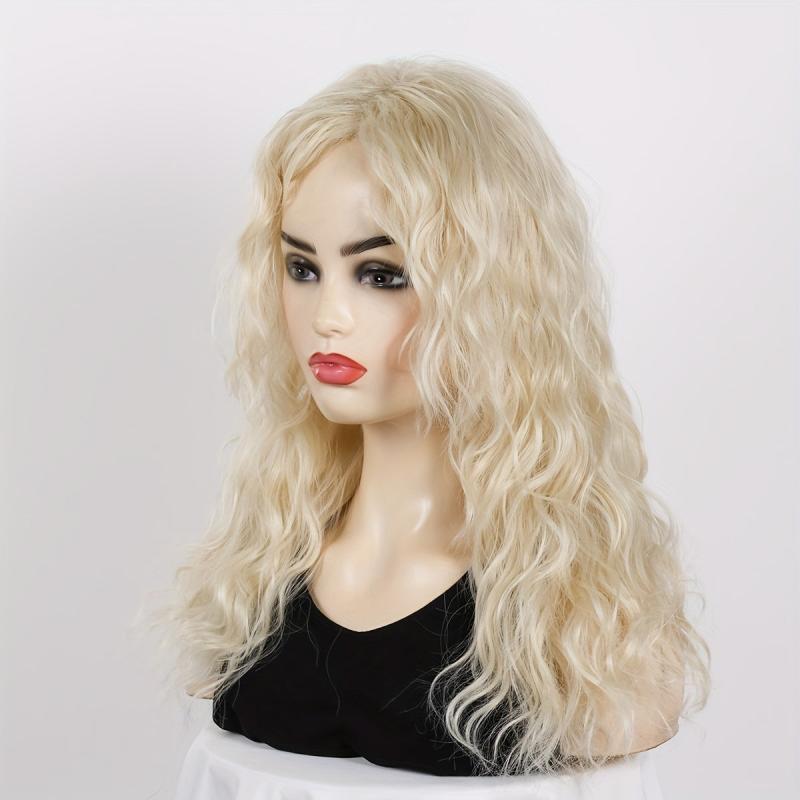 18 inch Medium Wavy Synthetic Lace Wig with Bangs