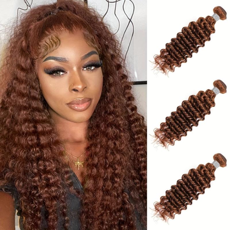 Reddish Brown Deep Wave Bundles 33B Colored Human Hair Weaves