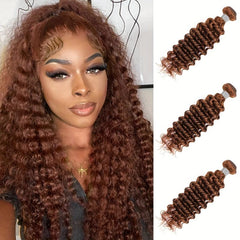 Reddish Brown Deep Wave Bundles 33B Colored Human Hair Weaves
