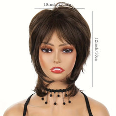 Short Gray Synthetic Wig with Bangs for Women
