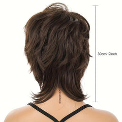 Short Gray Synthetic Wig with Bangs for Women