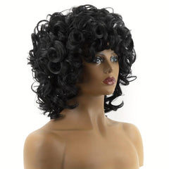 Short Afro Curly Bob Cut Wig With Bangs Synthetic Wig